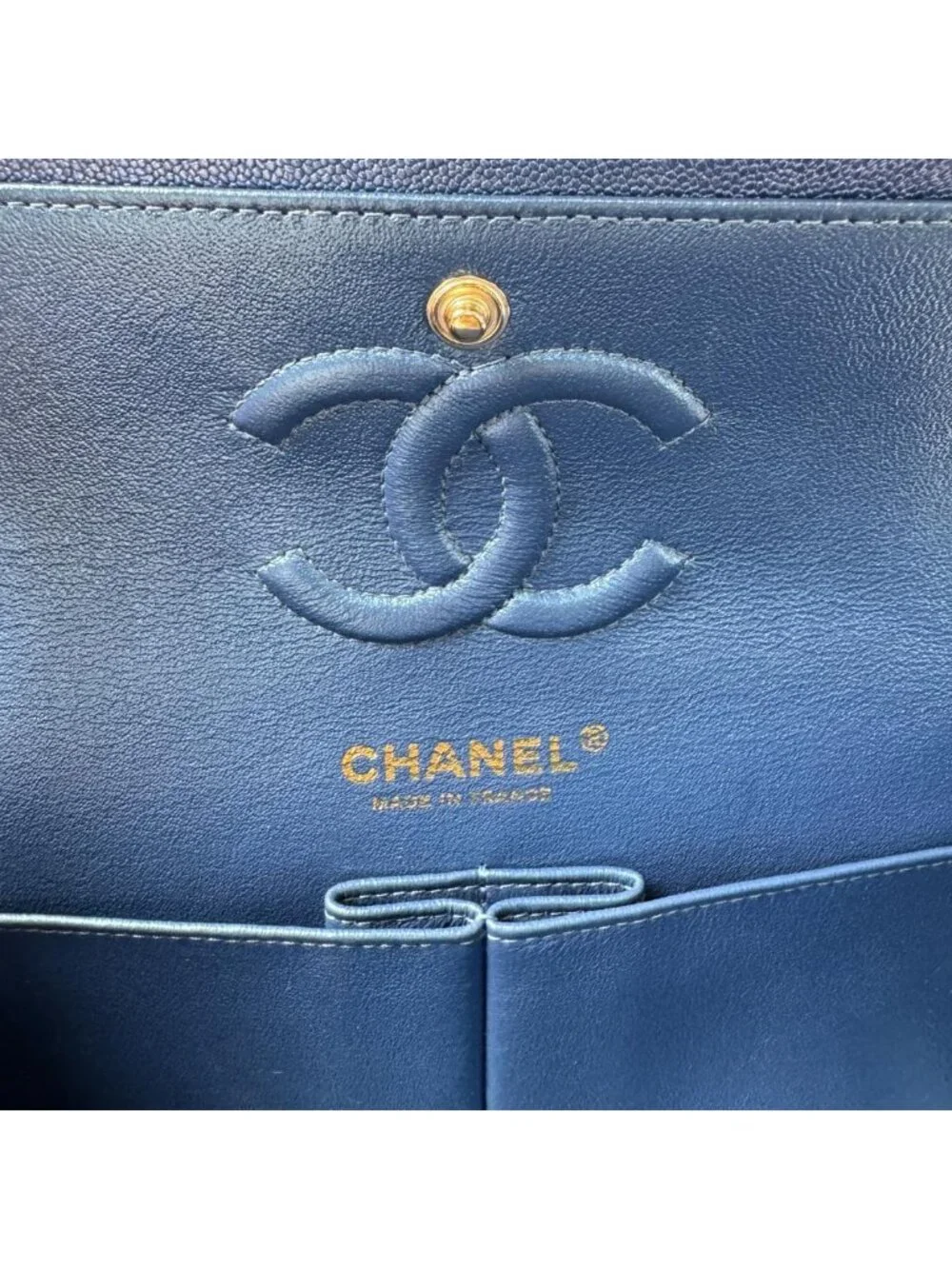 Chanel Quilted 23 Caviar Leather Double Flap Shoulder Bag